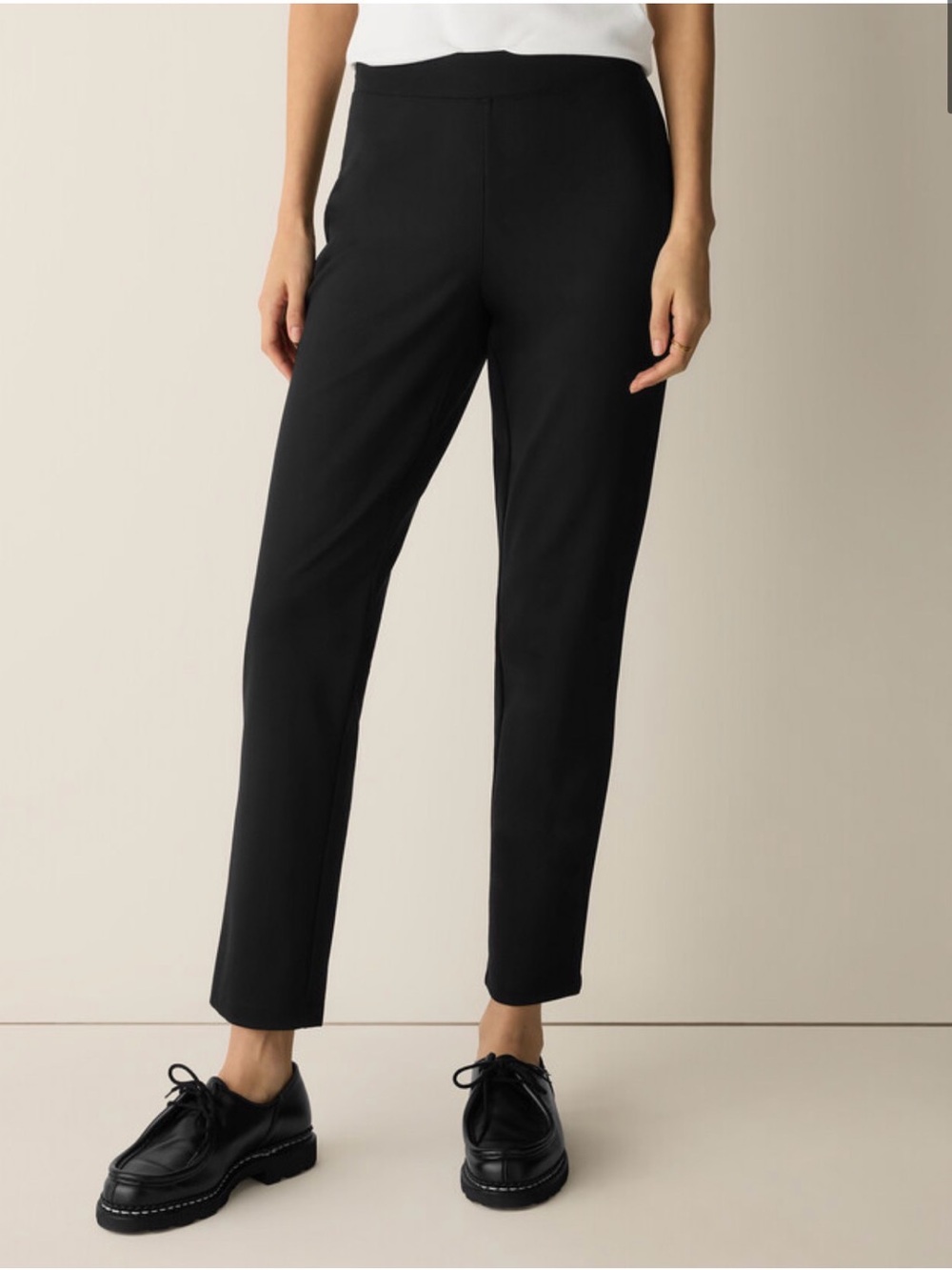 Eileen Fisher Black Stretch Ankle Pants Sz Small Petite